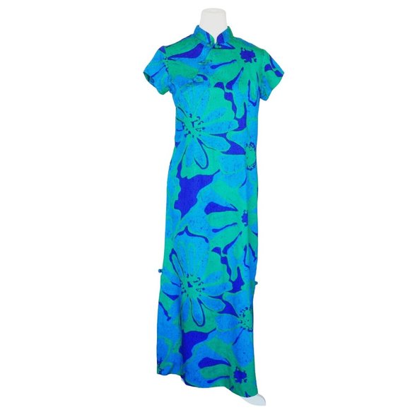 Vintage 60's Hawaiian Dress Liberty House by Sydney Polynesian Aloha Maxi Cheong